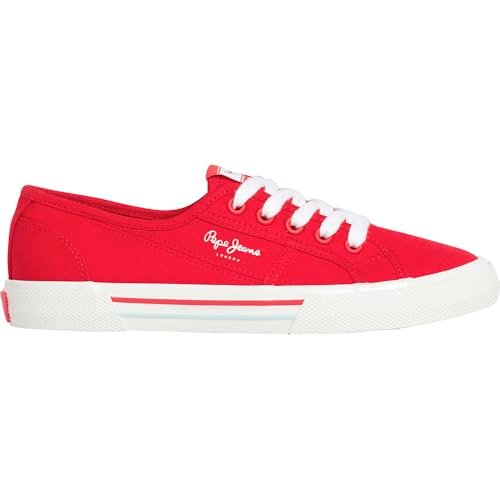 Pepe Jeans Damskie trampki BRADY BASIC W, czerwone (czerwone), 4 UK, Czerwony, 4 UK