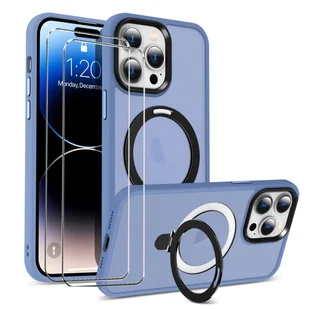 zestaw ochronny 2 w 1 dla Apple iPhone 13 Pro składa się z 2x szklanej osłony ekranu 9H i 1x silikonowego etui - osłona w kolorze niebieskim - Etui i futerały do telefonów - miniaturka - grafika 1