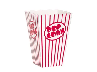 Pudełka na popcorn w biało-czerwone paski - 10 szt. - Dekoracje i nakrycia stołu na imprezę - miniaturka - grafika 1