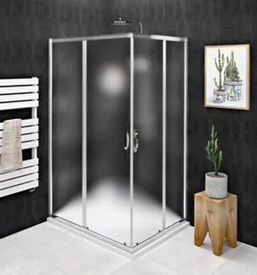 GELCO Kabina prysznicowa prostokątna narożna SIGMA SIMPLY drzwi przesuwne 80x90x190 chrom szkło matowe BRICK z powłoką Coated Glass GS2490GS2480 - Kabiny prysznicowe - miniaturka - grafika 1