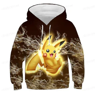 Bluza 4-14t Bluza z kapturem dla dzieci Kostium anime Picchu Bluza z kapturem Bluza chłopięca i dziewczęca Płaszcz sportowy dla dzieci 150 ADZ2DD2441 - Bluzki dla niemowląt - miniaturka - grafika 1