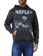 Bluzy męskie - Replay Męska bluza z kapturem M6274, 099 Blackboard, XS - miniaturka - grafika 1