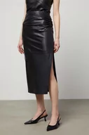 Spódnice - Answear Lab spódnica skórzana kolor czarny midi prosta - miniaturka - grafika 1