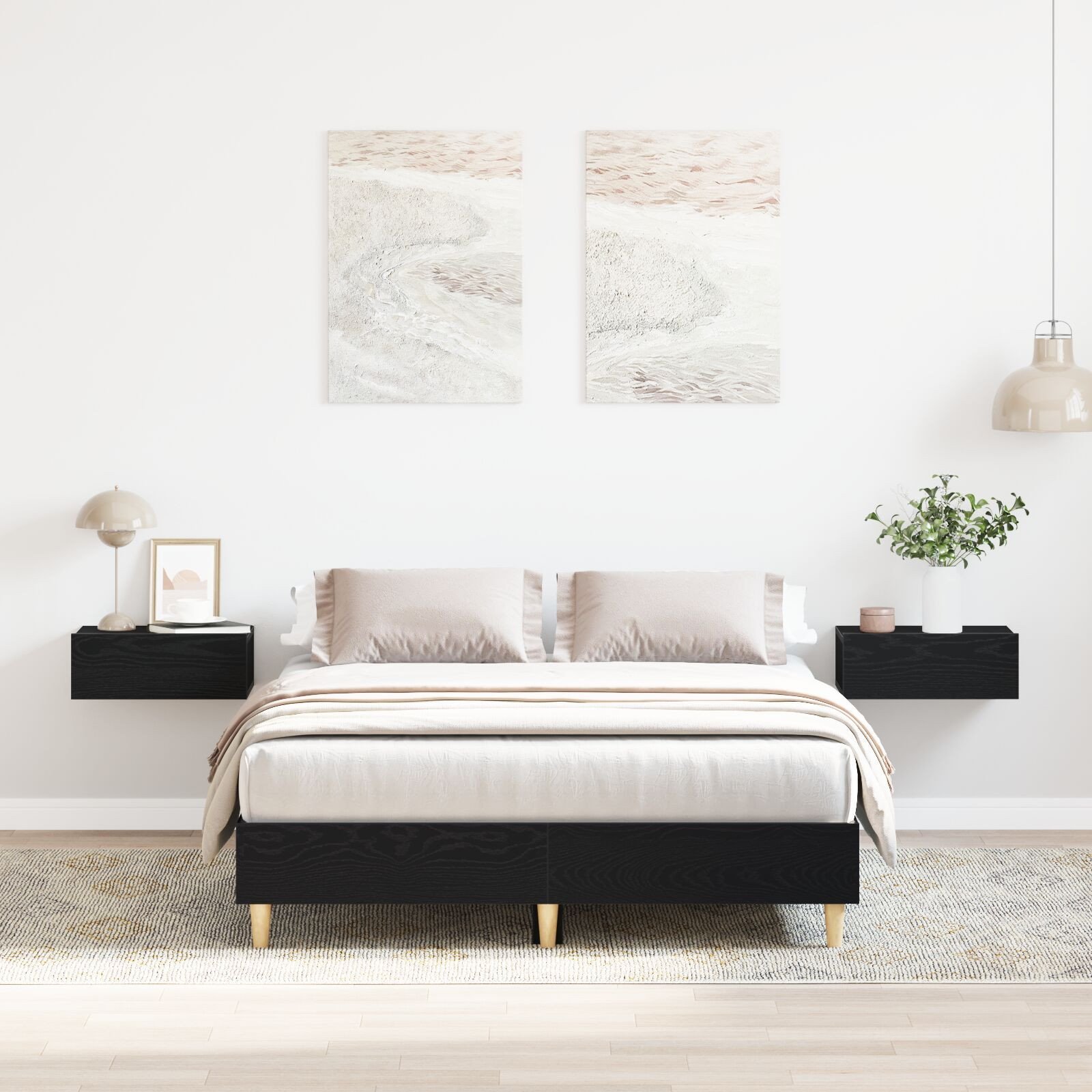vidaXL Rama łóżka Czarna dębowa 120 x 200 cm