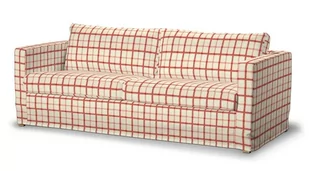 Dekoria pl Pokrowiec na sofę Karlstad 3-osobową nierozkładaną długi ecru tło czerwona kratka 204 x 89 x 66 cm Avinon - Pokrowce na meble - miniaturka - grafika 1