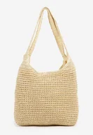 Torebki damskie - Beżowa Torebka Typu Shopper z Plecionki Felevera - miniaturka - grafika 1