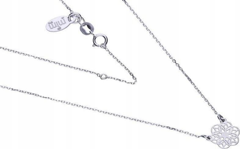 Srebrny naszyjnik 925 ażurowy kwiatuszek 1,55g delikatny na prezent modny s