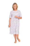 Bielizna nocna - KOSZULA NOCNA DAMSKA L KRÓTKI RĘKAW BAWEŁNIANA FIOLETOWA ROZPINANA LUŹNA - miniaturka - grafika 1