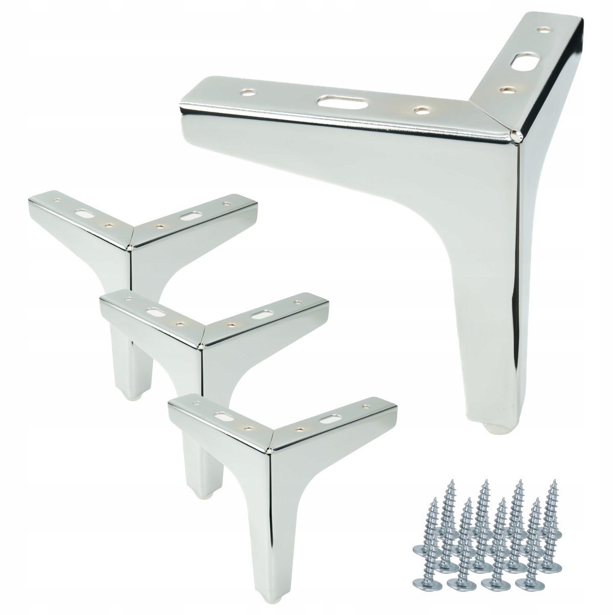 4szt Nóżka meblowa metalowa Kotwica srebrny chrom 13 cm do łóżka, narożnika
