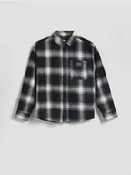 Bluzki dla chłopców - Reserved - Bawełniana koszula w kratę - czarny - miniaturka - grafika 1
