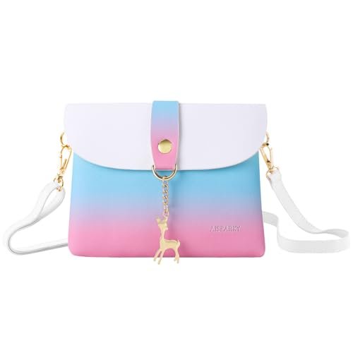 AISPARKY Mała torebka crossbody, mała torebka ze skóry PU dla kobiet i dziewcząt z wisiorkiem z paskiem/złotym łańcuszkiem, Kolor gradientowy