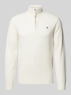 Sweter z dzianiny z wyhaftowanym logo model ‘SUPERFINE’ - Swetry męskie - miniaturka - grafika 1