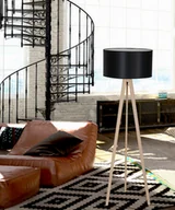 Lampy stojące - Podłogowa lampa na trójnogu Tripod Wood AZ3013+AZ2968 Azzardo drewniana czarna - miniaturka - grafika 1