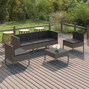 vidaXL 6-cz zestaw wypoczynkowy do ogrodu poduszki rattan PE szary 3094346 - Meble ogrodowe - miniaturka - grafika 1