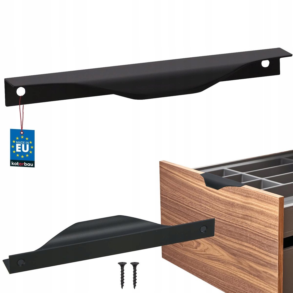 UCHWYT MEBLOWY 160 MM KRAWĘDZIOWY CZARNY MAT DO MEBLI SZAFEK SZUFLAD KUCHNI