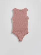 Koszulki i topy damskie - Reserved - Koronkowe body - pastelowy róż - miniaturka - grafika 1