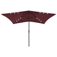 Parasole ogrodowe - Parasol ogrodowy z LED i stalowym słupkiem, bordowy, 2x3 m - miniaturka - grafika 1