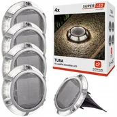 Lampy ogrodowe - Zestaw 4x Lampa solarna LED wbijana gruntowa ogrodowa Dysk SuperLED PREMIUM - miniaturka - grafika 1