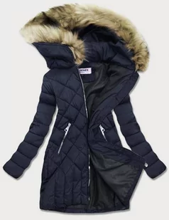 PIKOWANA KURTKA DAMSKA ZIMOWA GRANATOWA (LF808) - LF WOMEN - Kurtki damskie - miniaturka - grafika 1