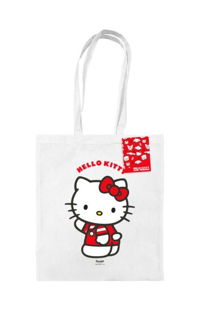 Torba bawełniana na zakupy Hello Kitty Wave na ramię A4 z nadrukiem Na prezent