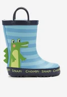 Kalosze damskie - Niebiesko-Granatowe Kalosze ze Wzorem Krokodyla Erisadie - miniaturka - grafika 1