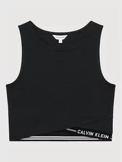 Bluzki dla dziewczynek - Calvin Klein Bluzka Intarsia Logo IG0IG01048 Czarny Slim Fit - grafika 1