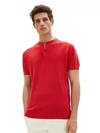 Koszulki męskie - TOM TAILOR Męska koszulka polo z dzianiny ze stójką, 31045 - Soft Berry Red, 3XL - miniaturka - grafika 1