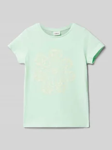 T-shirt o kroju regular fit z czystej bawełny z błyszczącym nadrukiem - Koszulki dla dziewczynek - miniaturka - grafika 1