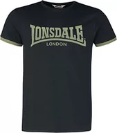 Koszulki męskie - Lonsdale TOWNHEAD T-shirt męski o regularnym kroju, czarny/oliwka, S - miniaturka - grafika 1
