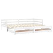 Łóżka - Łóżko wysuwane, lite drewno sosnowe, białe, VidaXL, 2x90x200 cm - miniaturka - grafika 1