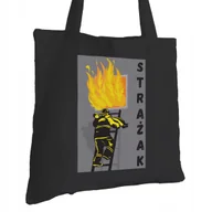 Torby i wózki na zakupy - Torba Bawełniana dla Strażaka Czarna Na Prezent ekologiczna Trwały Nadruk - miniaturka - grafika 1