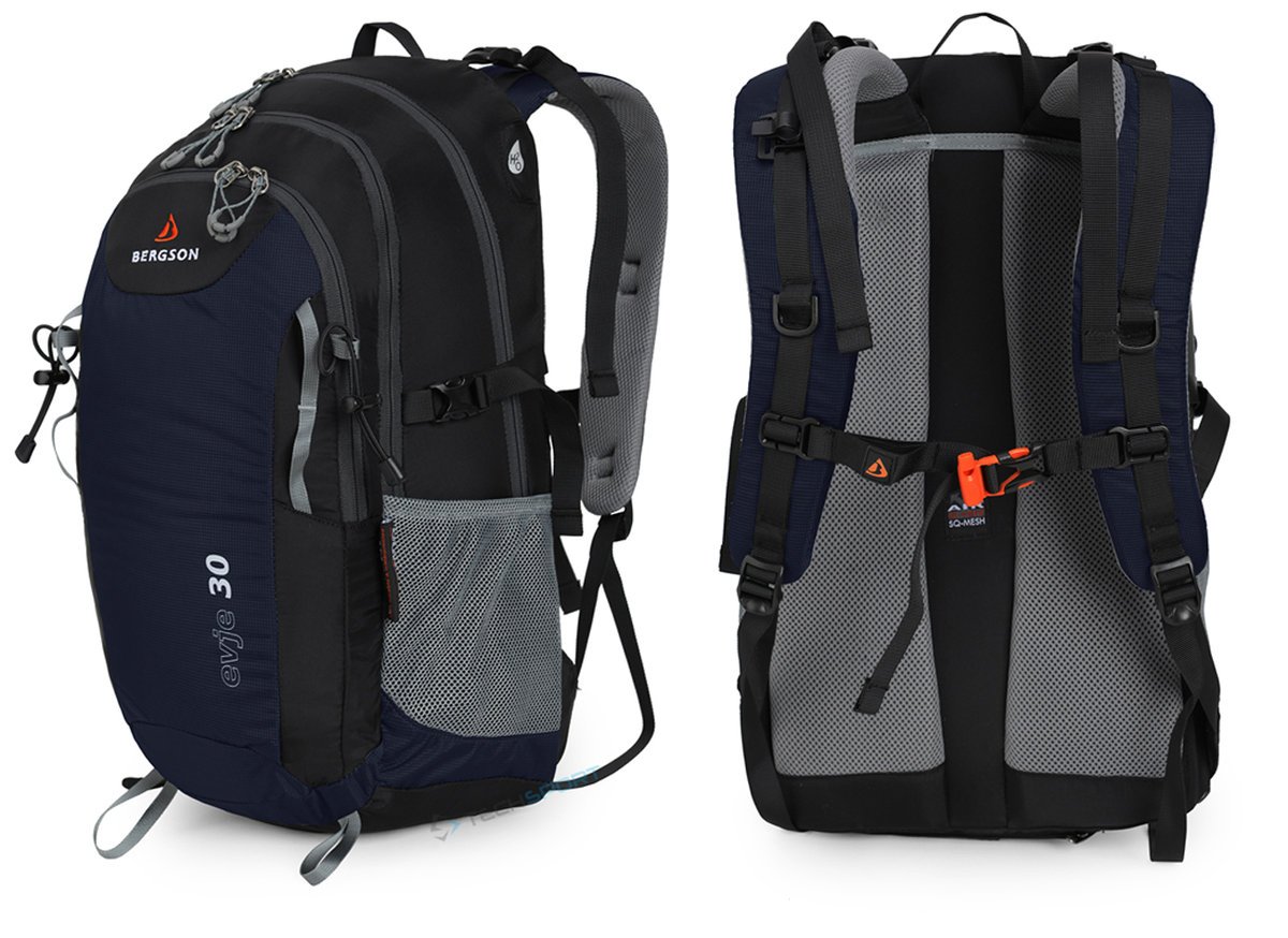 BERGSON EVJE 30L STYLOWY LEKKI PLECAK Z PRZEWIEWNYM PANELEM GRANATOWY