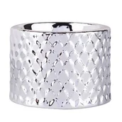 Świeczniki - Świecznik porcelanowy relief srebrny 6,5 x 6,5 x 4,5 cm - miniaturka - grafika 1