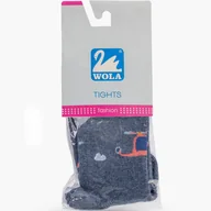 Rajstopy - Rajstopy Dziecięce Bawełniane Rajtuzy Elastyczne Ze Wzorem WOLA Granatowe Granatowy 56-62 - miniaturka - grafika 1