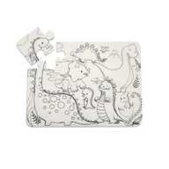 Zabawki kreatywne - Białe Puzzle 12 elementów wodoodporne do kolorowania Strigo Dinozaury 25x19 travel - miniaturka - grafika 1