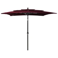 Parasole ogrodowe - vidaXL 3-poziomowy parasol na aluminiowym słupku, bordowy, 2,5x2,5 m 313840 - miniaturka - grafika 1
