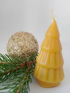 Świece - Świeca z wosku pszczelego, mała choinka, dekoracja świąteczna. - miniaturka - grafika 1