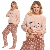 Piżamy damskie - Ciepła PIŻAMA DAMSKA Polarowa z Uroczym Misiem Gruba Długi Rękaw MORAJ S - miniaturka - grafika 1