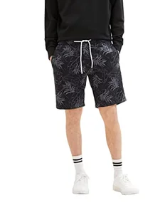 TOM TAILOR Denim Męskie szorty 1037042 Bermudy 31400-Black Tonal Leaf Lines Print, rozmiar L, 31400 - Black Tonal Leaf Lines Print, L - Spodenki damskie - miniaturka - grafika 1