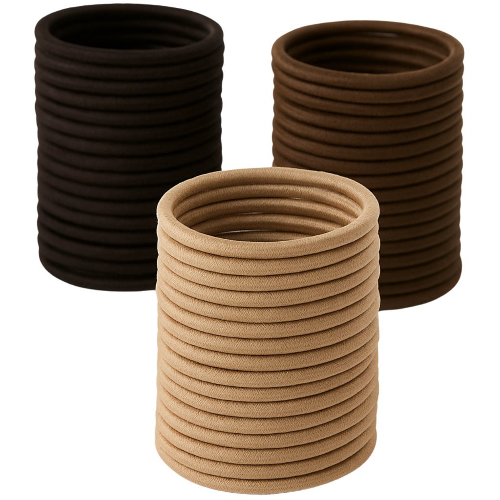 Gumki do Włosów Brązowe Beżowe Zestaw 100 Sztuk Cienkie Lekkie i Wygodne