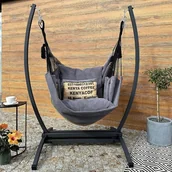 Hamaki - Hamak wiszący ze stelażem Swing XXL - Szary - miniaturka - grafika 1