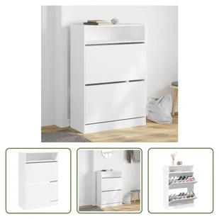 The Living Store Szafka na buty z 2 klapami biała 80x34x116 cm - Szafki na buty The Living Store Szafka na buty z 2 klapami biała 80x34x116 cm - Szafki na buty - miniaturka - grafika 1