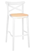 Taborety i hokery - King Home Krzesło barowe, hoker COUNTRY białe z tworzywa KH010100248 - miniaturka - grafika 1