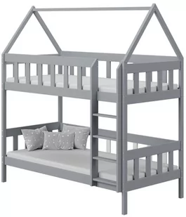Szare łóżko piętrowe dziecięce z 2 materacami Gigi 3X 180x80 cm - Łóżka dla dzieci i młodzieży - miniaturka - grafika 1