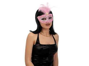 Maska karnawałowa różowa - Dodatki do strojów karnawałowych - miniaturka - grafika 1
