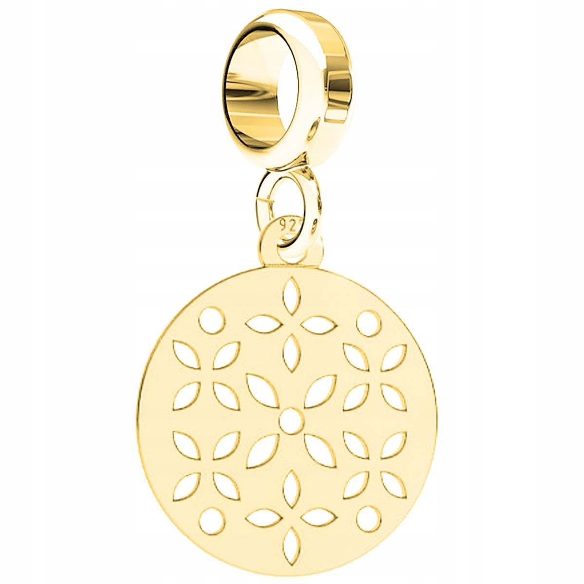 Charms złoty wiszący blaszka kwiaty S925