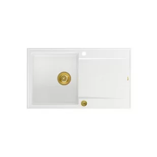 QUADRON Zlewozmywak EVAN 111 biały, elementy złote, k.pneum. HCQE8650U1_PVDG1_P2O0 - Zlewozmywaki - miniaturka - grafika 1