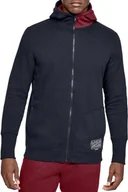 Bluzy męskie - Under Armour Bluza męska Baseline Fleece Full Zip Hoodie czarna r. XS 1343006-002 - miniaturka - grafika 1