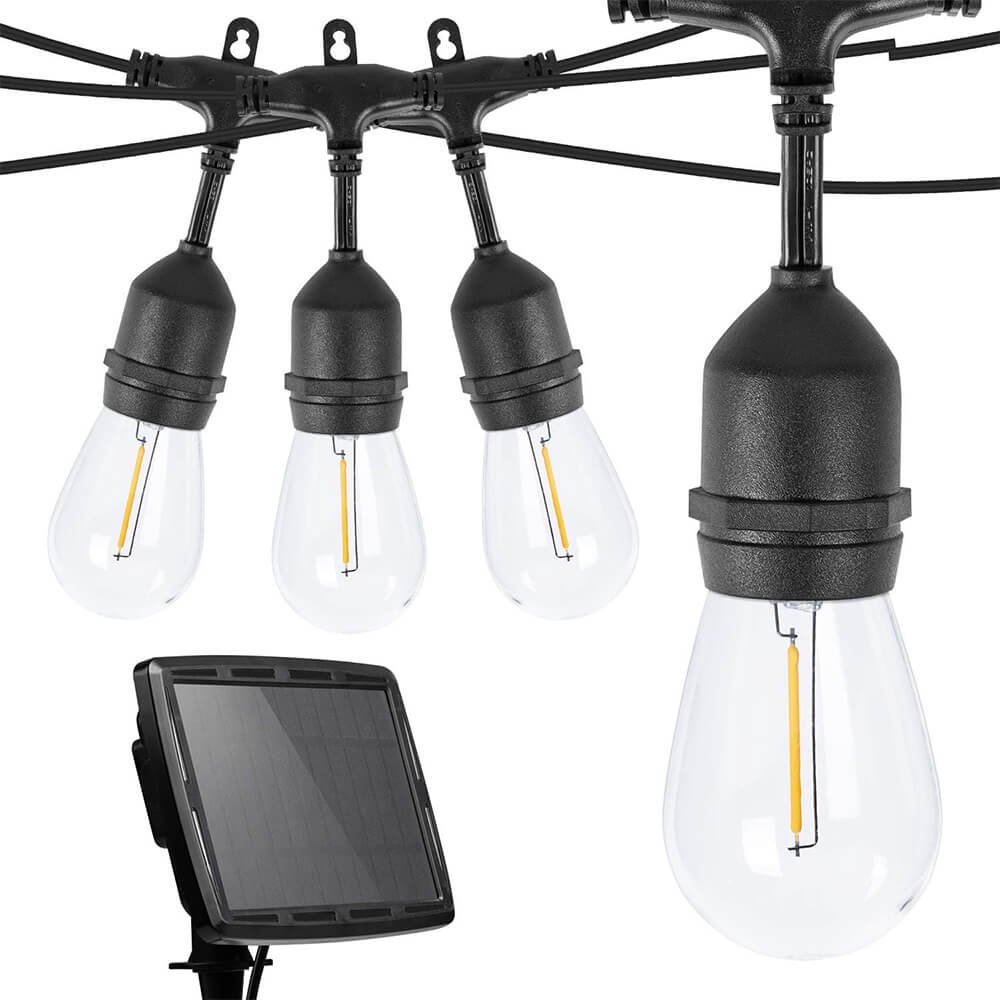 Zewnętrzne solarne lampki dekoracyjne na ogród taras 15 żarówek LED E27 15m