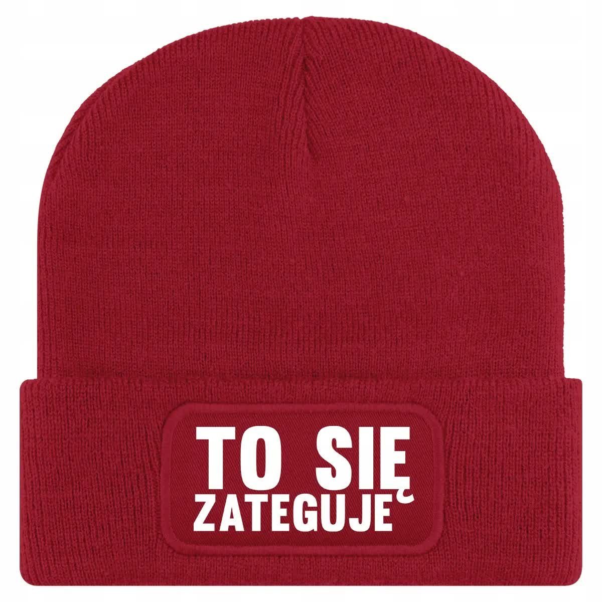 Czapka Jesienna Bawełniana ZIMOWA Czerwona Beanie TO SIĘ ZATEGUJE Wzory